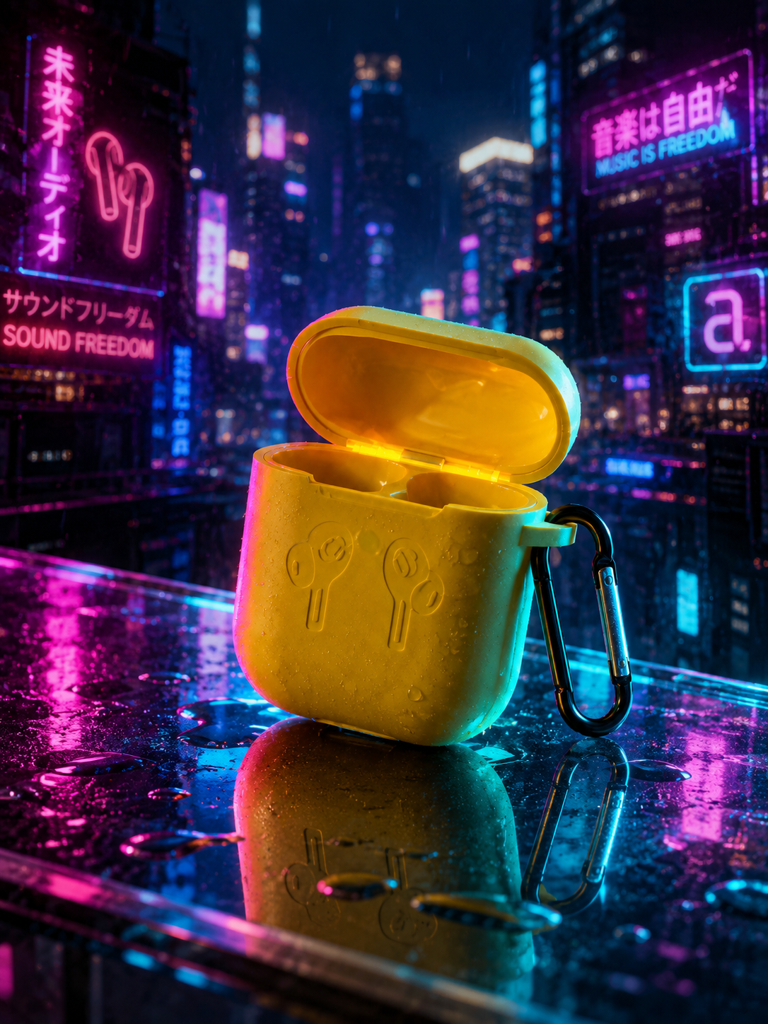 Premium Matte Black Wireless Earbuds Case – Cyberpunk Edition